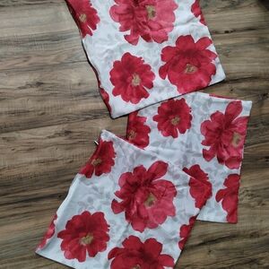 Floral Red and White Pillow Covers